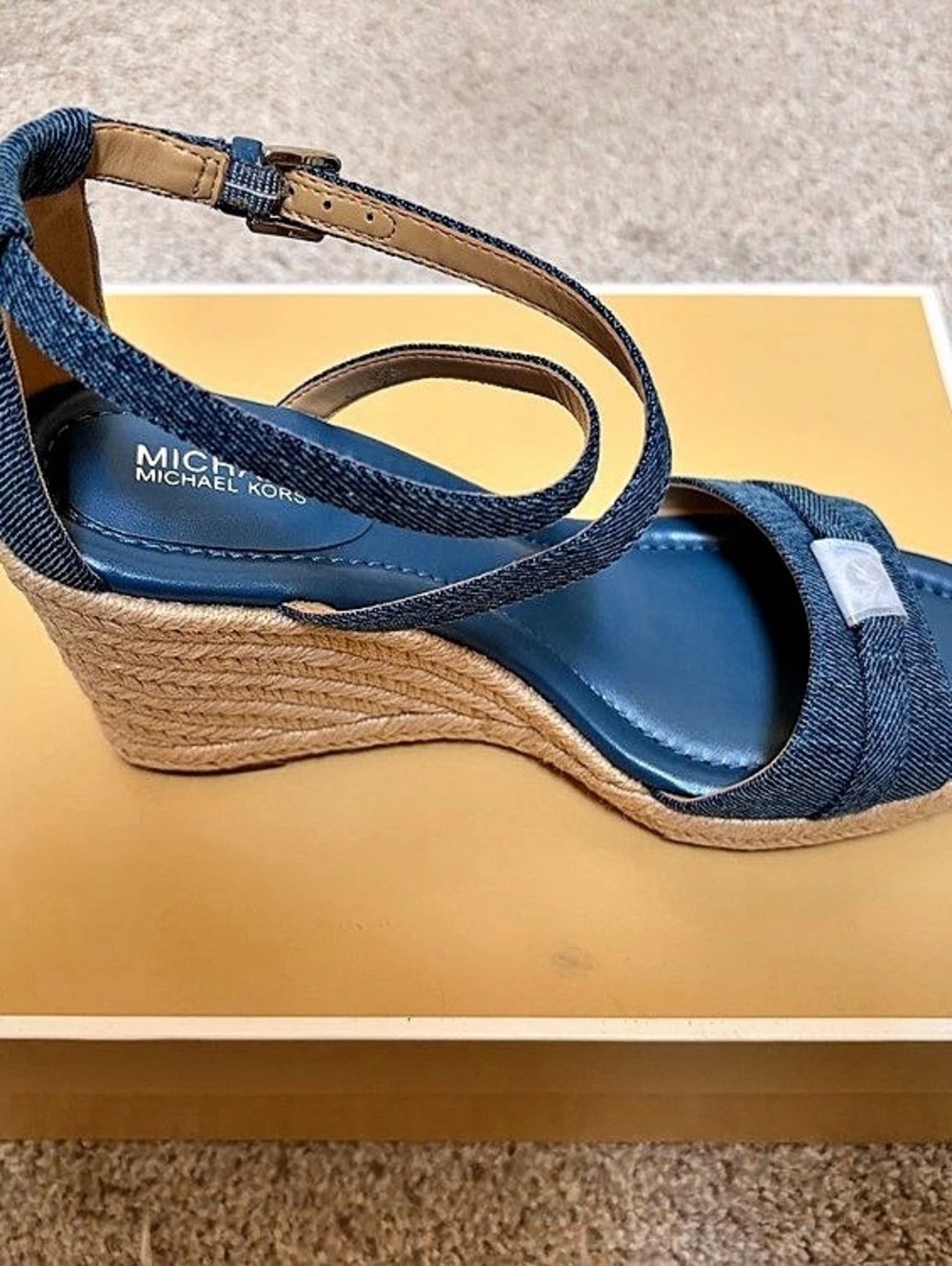 Michael Kors Denim Espadrille Wedge Sandals in Blue Like New